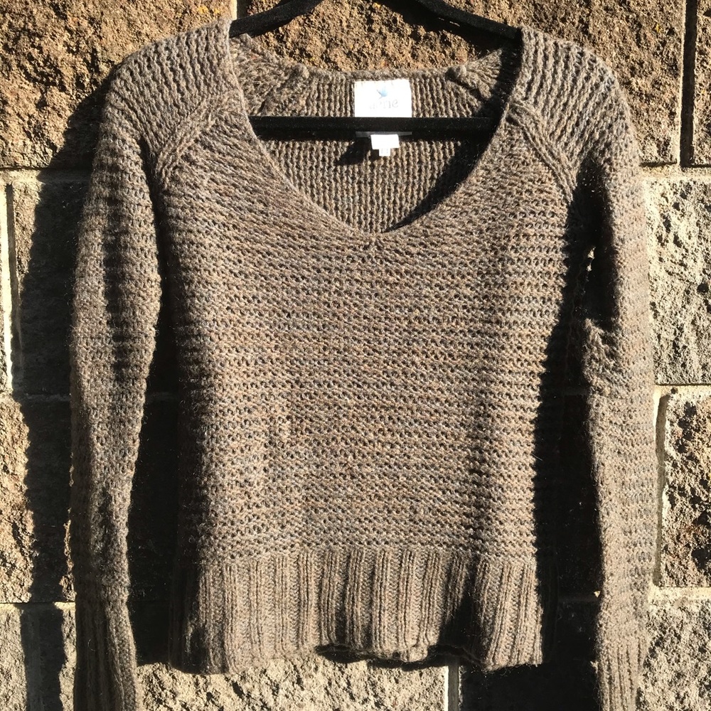 Knit olive brown AE pullover sweater